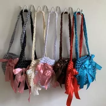 2024 новая весенняя новая сумка-мессенджер с атласным бантом, сумка ручной работы, готовая сумка своими руками белый