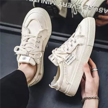 2024 Новая весенняя универсальная дышащая толстая подошва удобная обувь для мужчин меньшинства досуг спортивная ткань модная обувь 39 чёрный