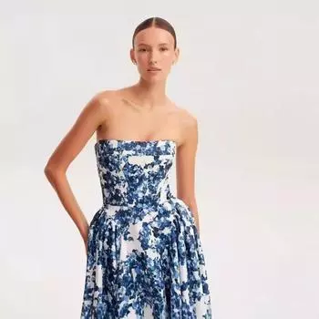 2024 новая весна и лето женская одежда с открытыми плечами трехмерный пошив фея длинное темпераментное вечернее платье платье S синий