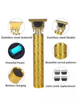 2024 Новая винтажная машинка для стрижки волос с низким уровнем шума Мужская электробритва Аккумуляторная машинка для стрижки волос Машинка для стрижки бороды Парикмахерская стрижка