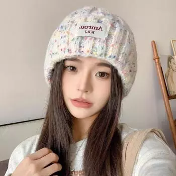 2024 новая вязаная шапка детская цветная зимняя шерстяная шапка осень и зима универсальная теплая шапка для умывания M56-58cm