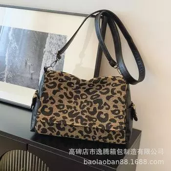 2024 новая высококачественная сумка с леопардовым принтом большой вместимости, универсальная сумка-тоут в иностранном стиле, сумка-мессенджер на плечо для выхода