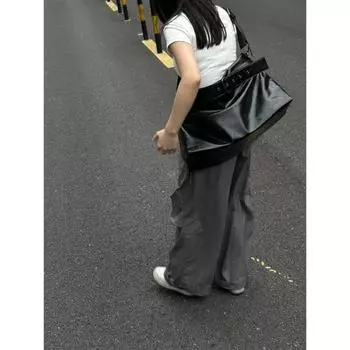 2024 новая высококачественная вместительная мягкая сумка Пито унисекс ленивая сумка-мессенджер на одно плечо чёрный