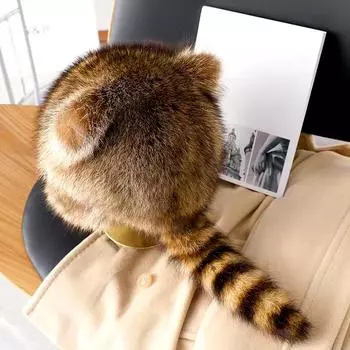 2024 Новая защитная шапка для ушей, шапка из американского енота, шапка Thunderbolt, зимняя теплая мужская и женская детская шапка из искусственной шерсти