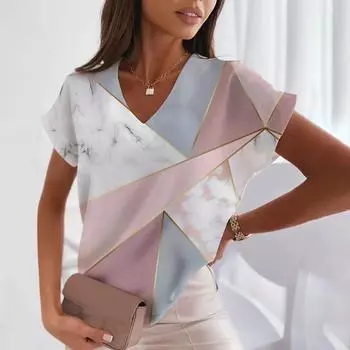 2024 Новая женская футболка в клетку, летняя уличная мода, короткий рукав, свободный топ 100 Match Personality с коротким рукавом и 3D-принтом S