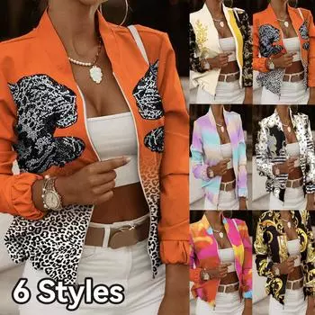 2024 Новая женская куртка с принтом, осенне-зимняя куртка, повседневная куртка на молнии в стиле ретро для женщин XXL