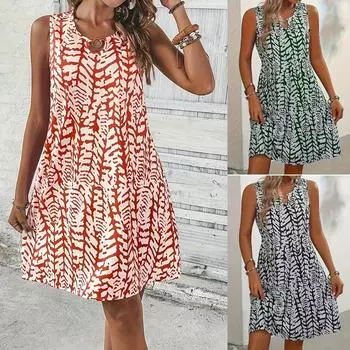 2024 Новая женская мода, летняя длинная юбка, платье, повседневные платья, юбка без рукавов для отпуска, отдыха, универсальное модное платье, большая женская одежда XXXL чёрный