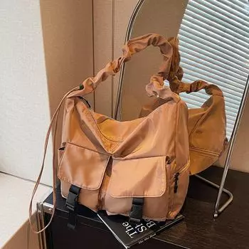 2024 Новая женская повседневная сумка через плечо из мягкой ткани большого размера - Простая, стильная сумка-мессенджер 40*17*33 зелёный