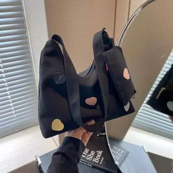 2024 Новая женская простая сумка-тоут, модная повседневная красивая сумка через плечо, нишевый дизайн, маленькая женская сумка чёрный