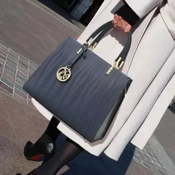 2024 Новая женская сумка большой емкости с рисунком волн, модная роскошная сумка через плечо из коровьей кожи синий