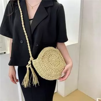 2024 Новая женская сумка через плечо из травяной ткани для путешествий, модная пляжная сумка, тканая сумка, женская сумка