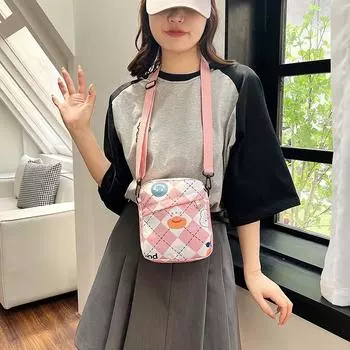 2024 новая женская сумка через плечо, свежая и милая студенческая сумка для мобильного телефона, сумка для мелочей, сумка-мессенджер с бриллиантами розовый