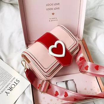 2024 новая женская сумка love bag милая иностранная сумка через плечо модная девушка широкополосная сумка-мессенджер маленькая квадратная сумка белый