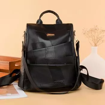 2024 новая женская сумка на два плеча корейской версии, модная большая вместительная женская сумка для спины, городская простая сумка двойного назначения чёрный