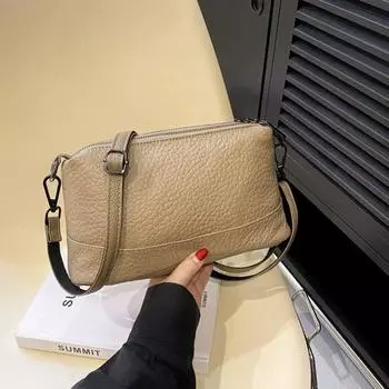 2024 новая женская сумка первого слоя из воловьей кожи, модная высококачественная универсальная женская сумка через плечо, маленькая кожаная сумка, сумка-мессенджер чёрный