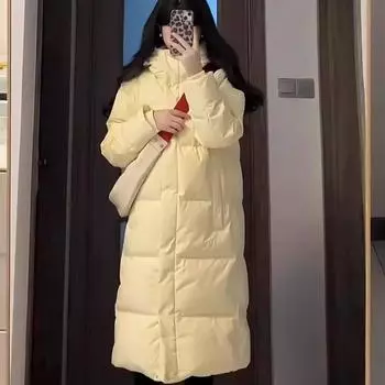 2024 Новая зимняя куртка с пуховиком Женская средняя и длинная куртка с пуховиком Куртка выше колена Маленькая куртка для пары S