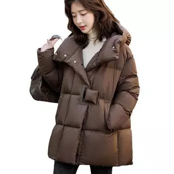 2024 новая зимняя куртка высокого класса класса люкс в иностранном стиле с утолщенным капюшоном, женские средние и длинные дизайнерские модели S
