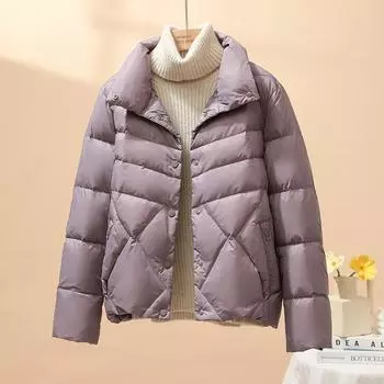 2024 Новая зимняя мода Легкий пуховик Короткие женские зимние осенние и зимние женские S светло-зеленый