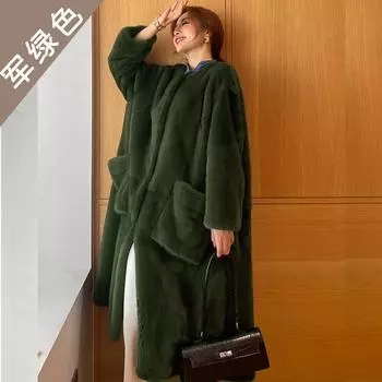 2024 новая зимняя мода повседневная искусственный мех европейский и американский темперамент пальто женское пальто свободное среднее и длинное S розовый