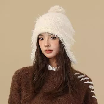 2024 новая зимняя шапка женская уличная теплая защитная шапка-пуловер утолщенная ветрозащитная шапка Lei Feng симпатичная прилив average size [generally can be worn] фиолетовый