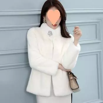 2024 новая зимняя шуба из искусственного меха Haining из искусственной норки, женская короткая куртка с воротником-стойкой, верхняя часть из искусственного меха кролика начала осени S