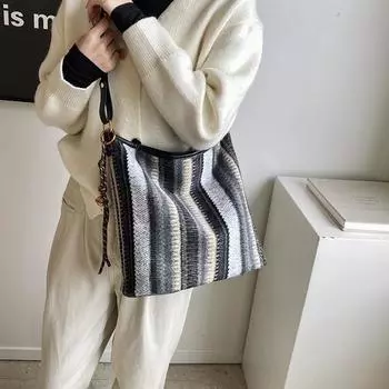 2024 новая зимняя сумка для отдыха на природе из ветровой соломы, большая вместительная сумка-тоут 35*13*30 коричневый