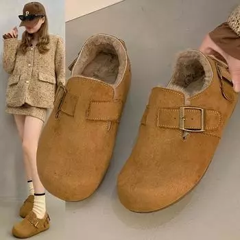2024 Новая зимняя женская обувь Плюшевая мода ретро-ботинки из хлопка женские тапочки на плоской подошве женские ботинки на платформе 35 хаки