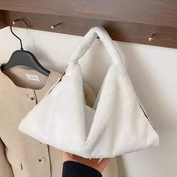 2024 новейшая осенне-зимняя плюшевая осенне-зимняя сумка Mao Mao портативная сумка большая вместимость плечо милая новая мода чёрный