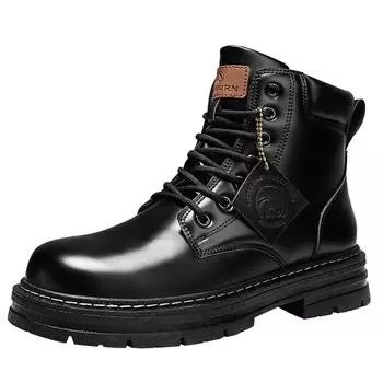 2024 новейшие черные кожаные ботинки для мужчин зимние ботинки мужские водонепроницаемые короткие ботинки на шнуровке мужские походные ботинки Bottes Pour Hommes 44