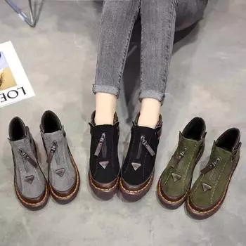 2024 Новейшие женские зимние ботильоны на платформе Повседневные женские ботинки с увеличенным верхом Botas Feminina Ботильоны на плоской подошве для женщин 35 чёрный