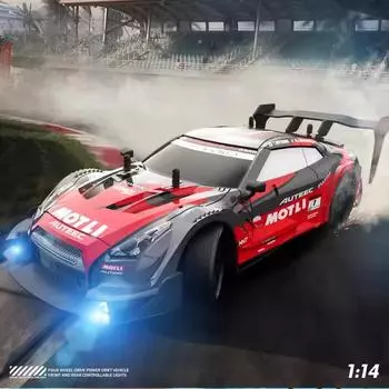 2024 Новинка 1:14 RC Car GTR 2.4G Drift Racing Car 4WD Off-Road Radio Remote Control Vehicle Electronic Hobby Toys for Kids Gift синий