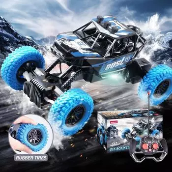 2024 Новинка 1:20 металлических грузовиков с дистанционным управлением 2,4 ГГц с цветными мигающими огнями, резиновыми колесами, внедорожный трюковой автомобиль, игрушечный автомобиль, рождественский детский подарок красный