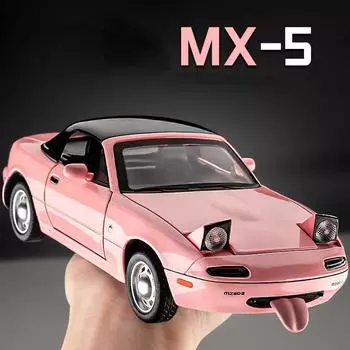 2024 Новинка 1:24 Mazda MX-5 литая модель автомобиля из литого металла миниатюрная машина со звуком и светом детская игрушечная машинка подарок белый