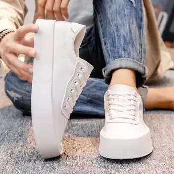 2024 Новинка для мужчин Прогулочная обувь Дизайнерские кроссовки Мужские удобные универсальные удобные туфли для скейтбординга Повседневная обувь из кожи ручной работы 39 чёрный