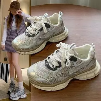 2024 Новинка для женщин, массивные белые роскошные кроссовки, женская повседневная обувь для бега, легкая обувь для тенниса и фитнеса Zapatos Mujer 35 бежевый