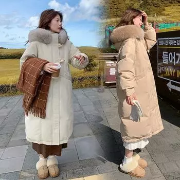 2024 новинка моды на талии с хлопковой подкладкой для девочек, длинная выше колена утолщенная зимняя одежда с хлопковой подкладкой для женщин S