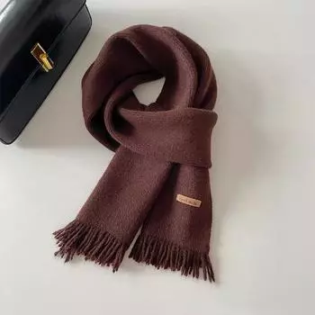 2024 Новинка Осень и Зима Новый Однотонный Кисточкой Простой Пряжа Шарф Шаль двойного назначения Теплый Шарф для Женщин 211x66cm