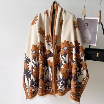 2024 Новинка осени и зимы Новый двусторонний шарф из искусственного кашемира с принтом «Темперамент», теплый и высококачественный шарф 66x192cm