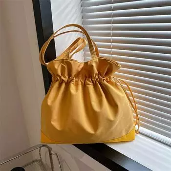 2024 новинка японская нейлоновая ткань ленивый ветер большая сумка женская модная сумка-ведро со шнурком универсальная сумка через плечо белый