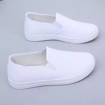 2024 Новинка в моде женская обувь белая парусиновая повседневная плоская студенческая медсестра легкие туфли Tenis De Mujer на плоской подошве мокасины Chaussure Femme 35 чёрный