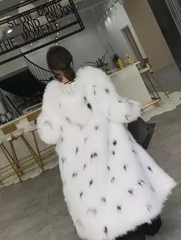 2024 новое длинное меховое пальто с капюшоном и длинными рукавами, утолщенное теплое пальто из искусственного меха лисы S белый