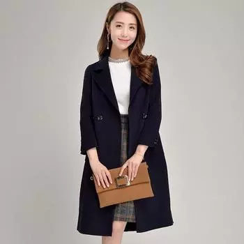 2024 новое двухстороннее кашемировое пальто для женщин средней и длинной длины, модное высококачественное облегающее и тонкое твидовое пальто Хепберн для женщин S красный