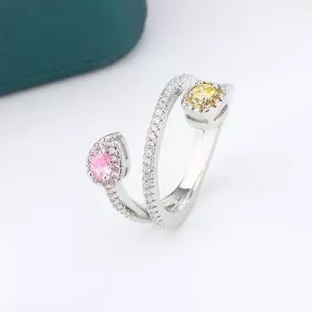 2024 Новое кольцо для женщин Модное многослойное геометрическое кольцо с цирконием Модные украшения для вечеринок Подарок на годовщину 10 белый