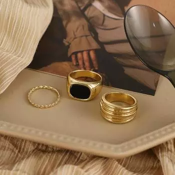2024 новое кольцо из трех частей, комплект из трех предметов, нерегулярное геометрическое золото, серебро, трендовое модное милое кольцо, женские украшения для девочек