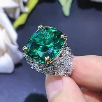 2024 новое кольцо ретро мода огранка птичье гнездо красочное сокровище кольцо женское розовое липкое изумрудное модное кольцо