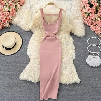 2024 Новое летнее новое женское платье One Size синий