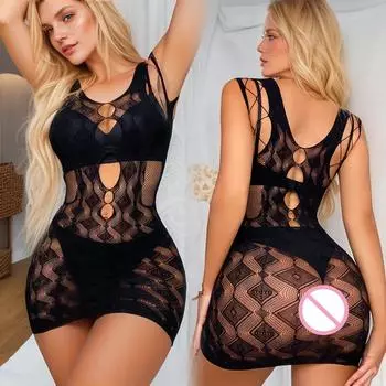2024 Новое модное эластичное обтягивающее нижнее белье для женщин, короткая сетчатая юбка, эротическое перспективное искушение, женское платье XXS