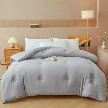 Новое одеяло из полиэстерового волокна на весну и осень, зимнее одеяло, основа 1 шт. 150/180/200/220 см, теплое и дышащее 150x200cm серый