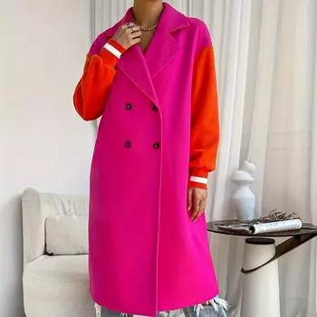 2024 Новое осенне-зимнее пальто Модное женское свободное повседневное пальто S