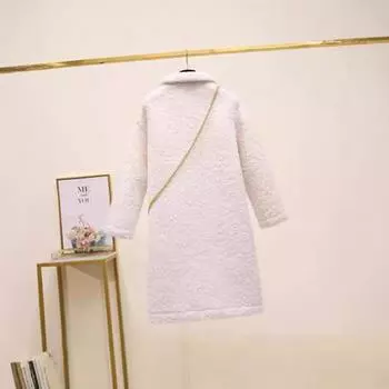 2024 новое пальто утолщенное имитация плюша ягненка пальто женское средней и длинной длины осень и зима универсальный темперамент милый модный S